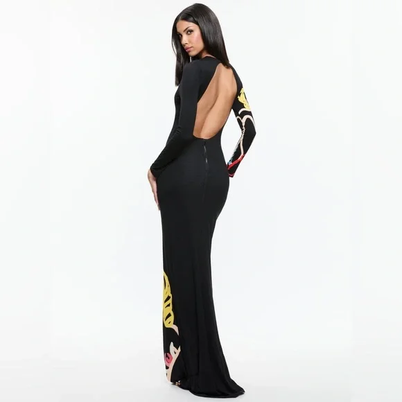 Alice + Olivia X TOM WESSELMANN DELORA OPEN BACK MAXI DRESS, Size 0, $595 - Picture 4 of 12